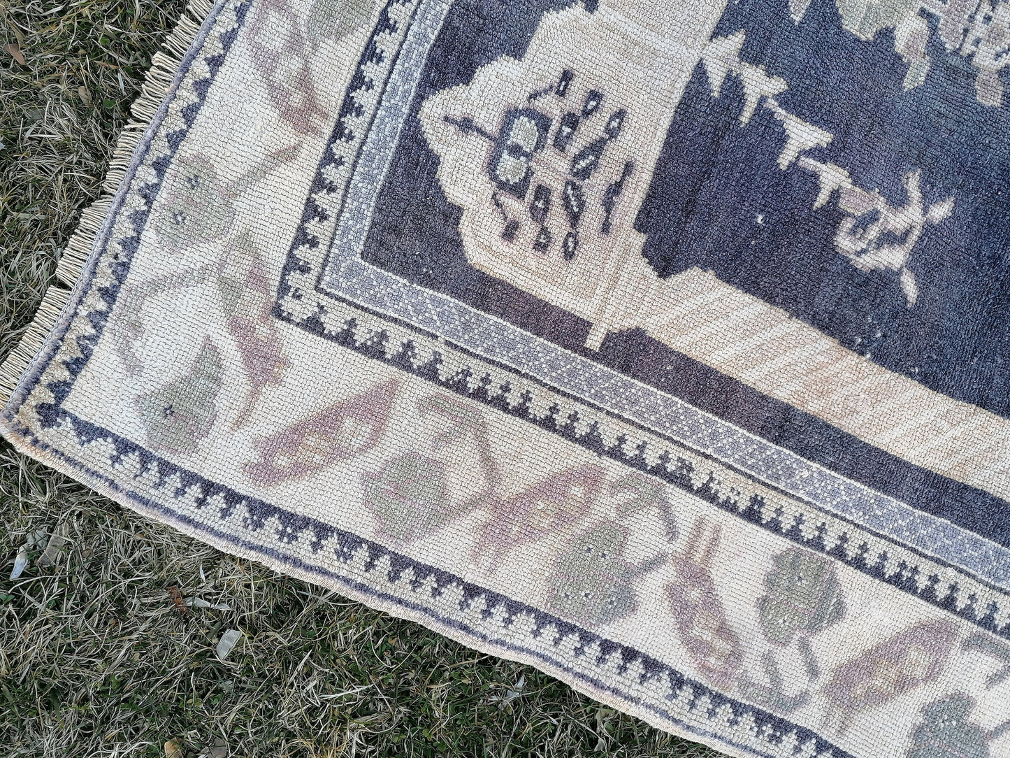 Turkish rug, vintage rug,hand made wool rug 4x5'5 oushak vintage rug, kitchen rug bohemian rug