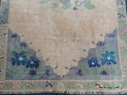 3.5 x 6.7 OUSHAK RUG TURKISH Oushak Rug Vintage Oushak Runner Rug Vintage Runner Rug Wool Oushak Rug Hand Made Rugs Vintage Turkish Rug 4x7