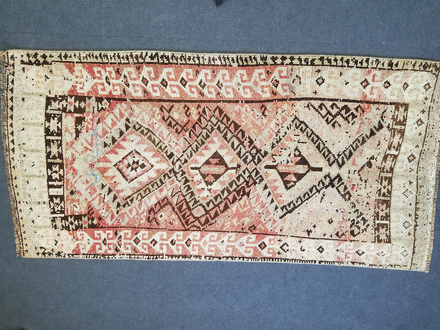 Oushak wool rug,turkish hallway runner rug, pastel oushak vintage runner 3'7x7'4 unique hand made rug kitchen rug bohemian rug