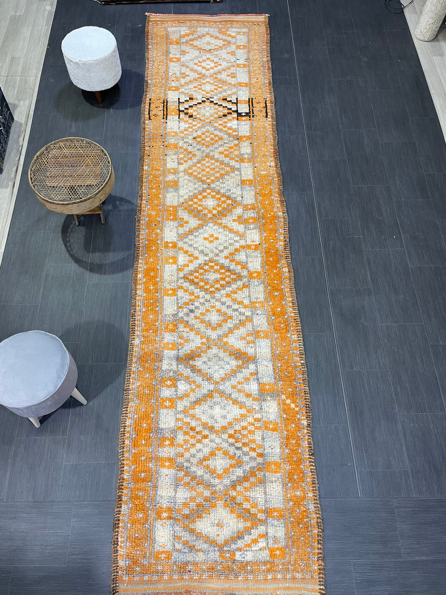 MUTED Staircase Runner Rug, 3.2 x 13.2 Vintage Turkish Runner, XL Vintage Oriental Runner Rug, Oushak Runner Rug, Plush Soft Wool Runner