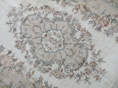 Floral Muted OUSHAK RUG 10.3 x 6.6 TURKISH Rug Oriental Vintage Wool Rug Muted Hand Made Rugs Vintage Turkish Rug