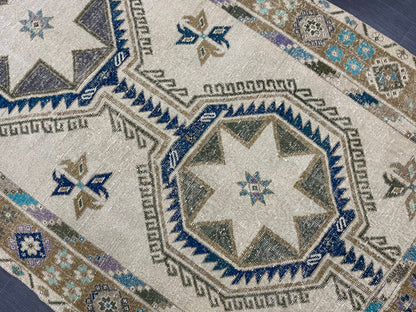 Muted Vintage Runner Rug Persian Runner Rug 4.6 x 11.8 Star Rug Runner Turkish Runner Kitchen Runner Rug Antique Wool Oriental Runner