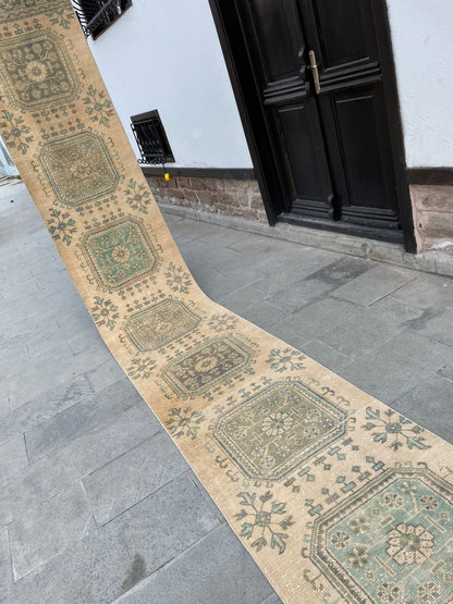 Muted Extra Long Turkish Runner Very Long Muted Oushak Runner Rug 2.4 x 20 Vintage Runner Rug XL Oriental Runner Rug Staircase Runner rug