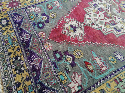 9'x5' vintage turkish rug, oushak bohemian rug,unique hand made bohemian