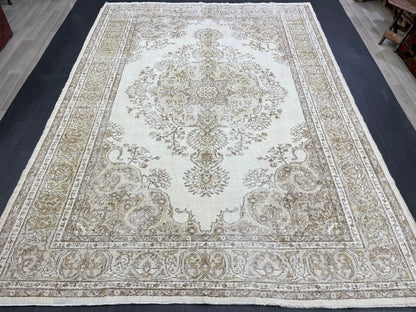 Vintage RUG 7.2 x 10 Antique Rug Vintage Wool  Oriental Rug Handmade Rug Hand Knotted  Rug NATURAL Wool Rug Turkish Rug