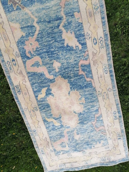 Oushak runner rug 2'10x14'3 turkish new production oushak  runner rug, hallway runner  kitchen runner, handmade wool rugs