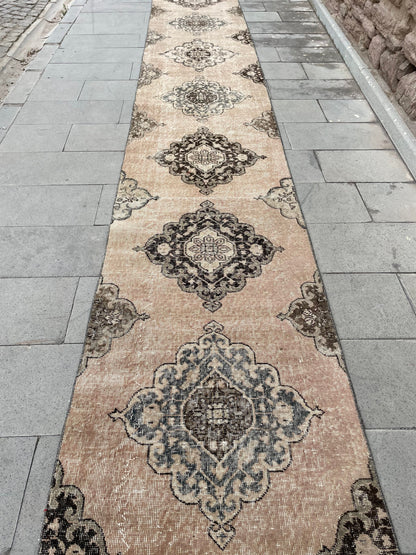XL Turkish Runner Rug 2.7 x 23.8 ft Vintage Runner Rug Hallway Runner Rug Kitchen Runner Rug Staircase l Runner Rug Extra Long Oushak Runner