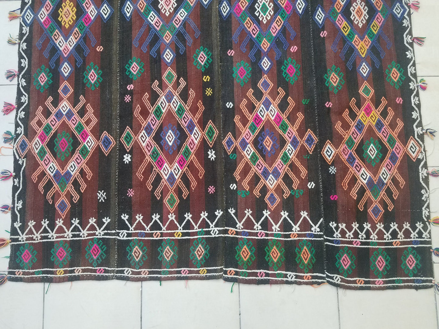 Turkish cicim rug,turkish kilim rug,nomadic cicim rug,anatolian area cicim rug,hand made kilim rug,decorative turkish kilim rug,141x57 inche