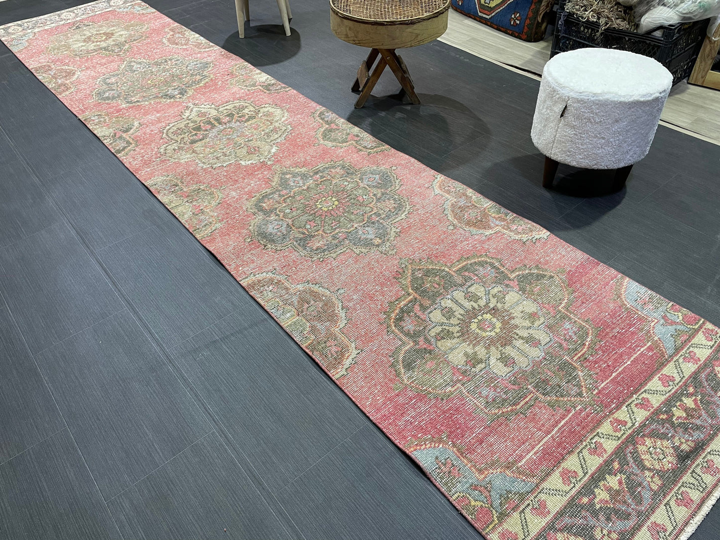 Turkish Runner Rug, Hand Knotted 2.8 x 12.7 Runner Rug, Vintage Runner Rug, Hallway Runner Rug, Persian Kitchen Runner Rug, Runner Rug