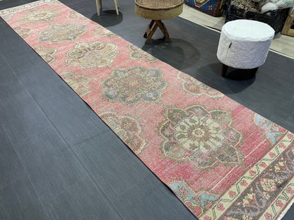 Turkish Runner Rug, Hand Knotted 2.8 x 12.7 Runner Rug, Vintage Runner Rug, Hallway Runner Rug, Persian Kitchen Runner Rug, Runner Rug