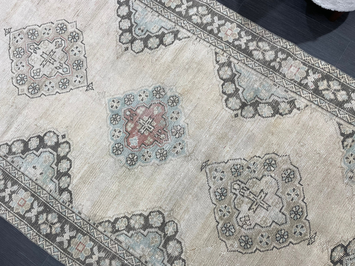 Antique Runner RUG 4.3 x 10.4 TURKISH Oushak Rug Vintage Runner Rug Vintage Runner Rug Wool Oushak Rug Handmade Rug Hand Knotted Rug