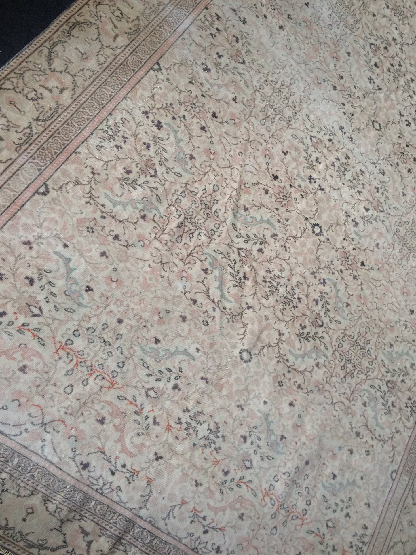 Muted Turkish Rug Large Area Rug Pastel Oushak 6 x 9.3 Rug Vintage Muted Rug Hand Made Rug Vintage Earth Tones Rug Rustic Rug 6x9 Muted rug