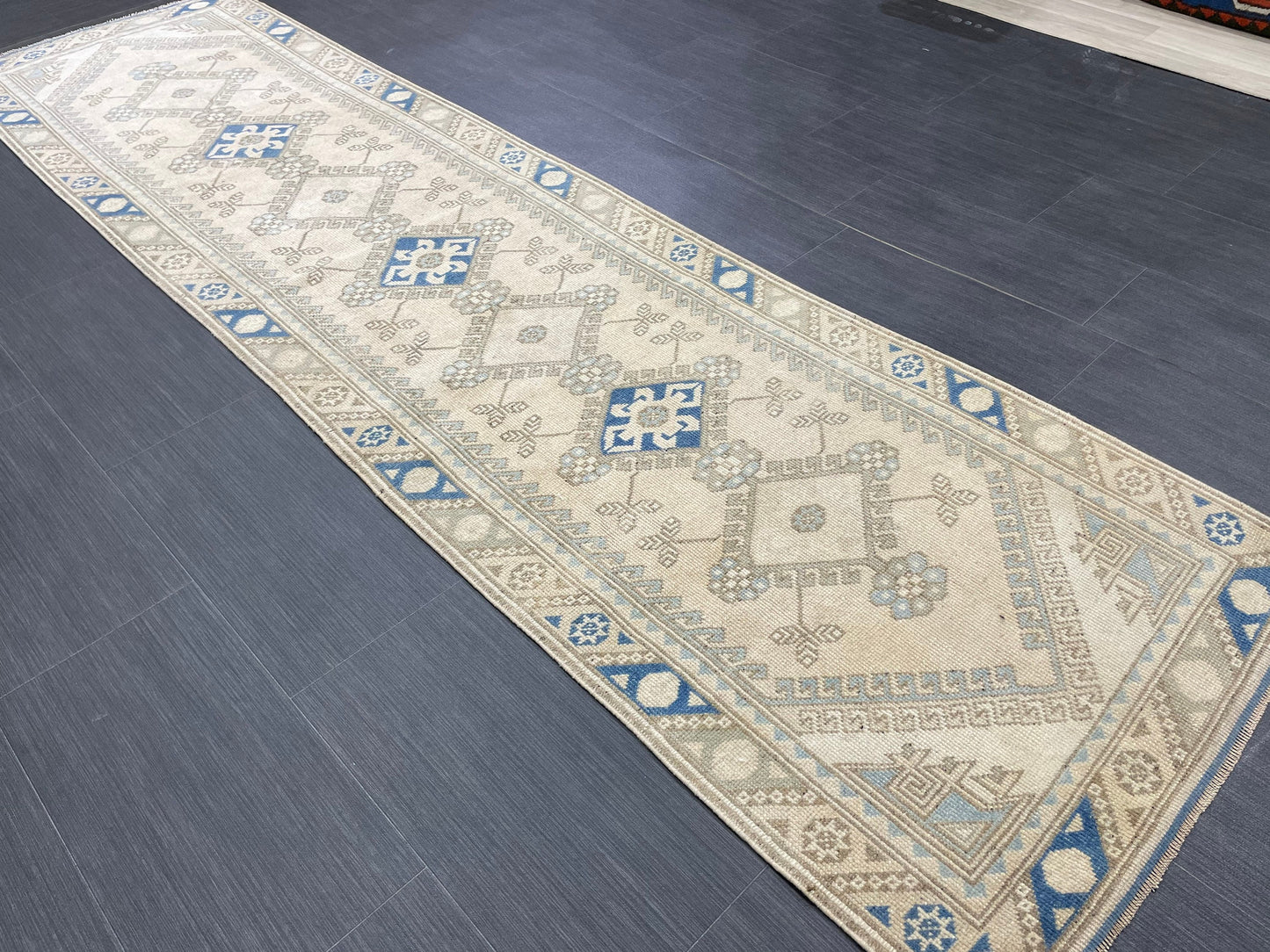 Muted Vintage Runner Rug Hallway 2.5 x 9.3 Runner Rug Kitchen Rug Runner Wool Runner Rug Oushak Runner Rug Turkish Runner Medium Wool Pile