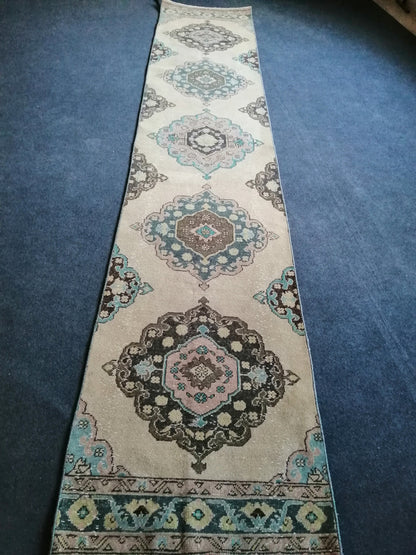 2.6 x 12.9Turkish Runner Oushak Runner Rug Rug Vintage Runner Rug Hallway Runner Rug Kitchen Runner Rug Wool Runner Rug