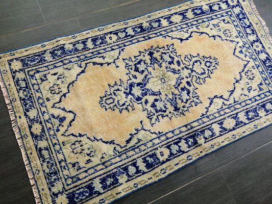 4.6 x 2.6 Blue Rugs, Hand Made Rug, Oushak Rug, Rustic Rug, Bohemian Rug, Rug Runner, Turkish Rug, Farmhouse Rug, Vintage Rug, Wool rug