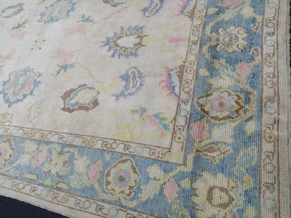 Muted OUSHAK RUG, TURKISH Oushak 6 x 10.3 rug Vintage 6x10 Rug Wool Vintage Turkish Rug Hand Made Rugs, Made In Turkey Hand craft Rug
