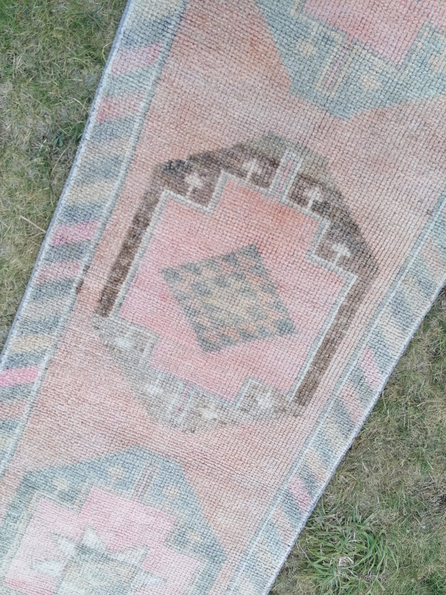 Turkish runner rug,vintage rug,vintage oushak rug 2'10x12'3 wool runner, hand made kitchen rug, hallway runner rug