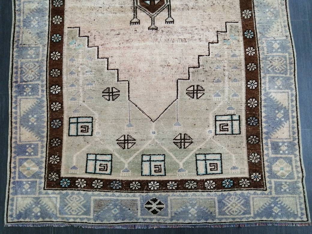 Oushak Runner Rug 4 x 11.2 Turkish Runner Rug Vintage Runner Hallway Runner Rug Kitchen Runner Rug Muted Runner Rug Oriental Runner Carpet