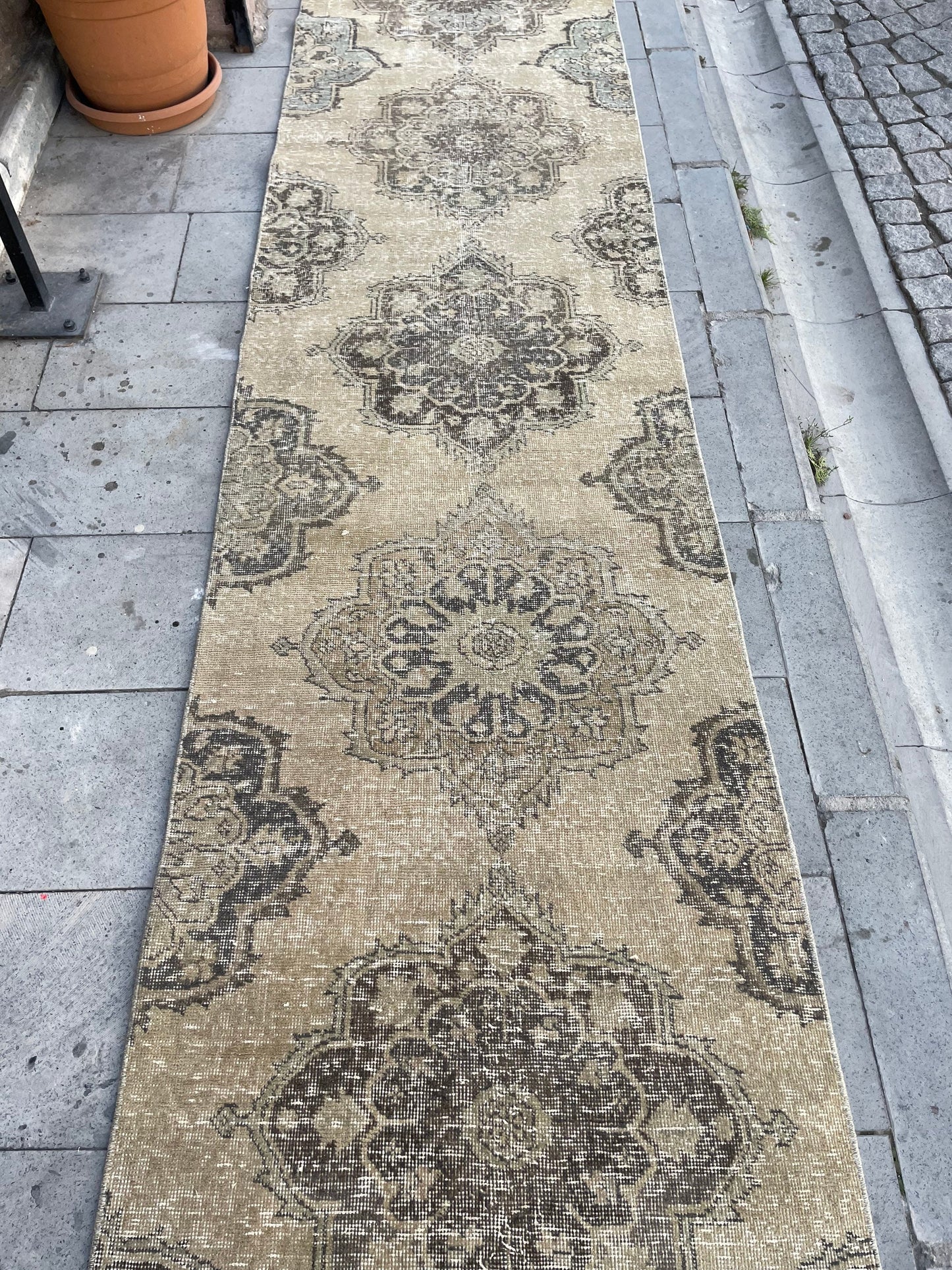 Muted Extra Long Handmade Runner Rug 2.7 x 23.5 Long TURKISH Runner Rug Vintage Runner Rug Staircase Runner Hand Knotted Runner