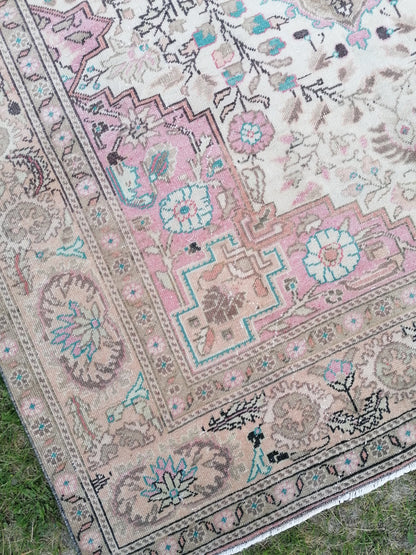 Oushak wool rug, vintage rug 4'7x7'6 kitchen rug, living room rug, handmade wool rugs