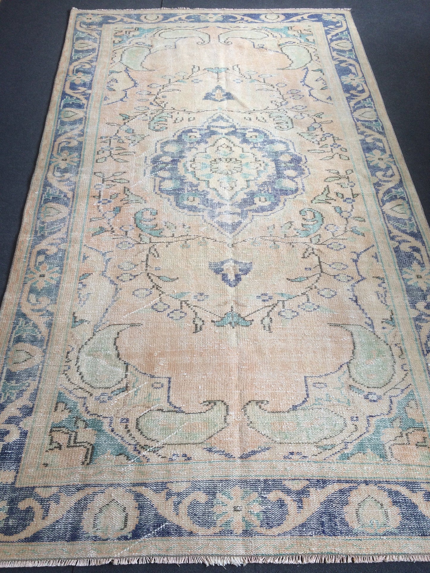 5.2 x 9.3 Large Area OUSHAK RUG TURKISH Oriental Rug Vintage Persian Rug Vintage 5x9 Rug Wool Oushak Rug Hand Made Rugs Vintage Turkish Rug