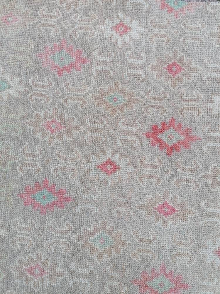 Hallway wool runner rug, handmade runner rug 2'10x6 blue bohemian rug, vintage oushak runner, turkish runner rug