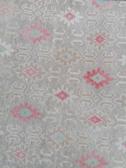 Hallway wool runner rug, handmade runner rug 2'10x6 blue bohemian rug, vintage oushak runner, turkish runner rug