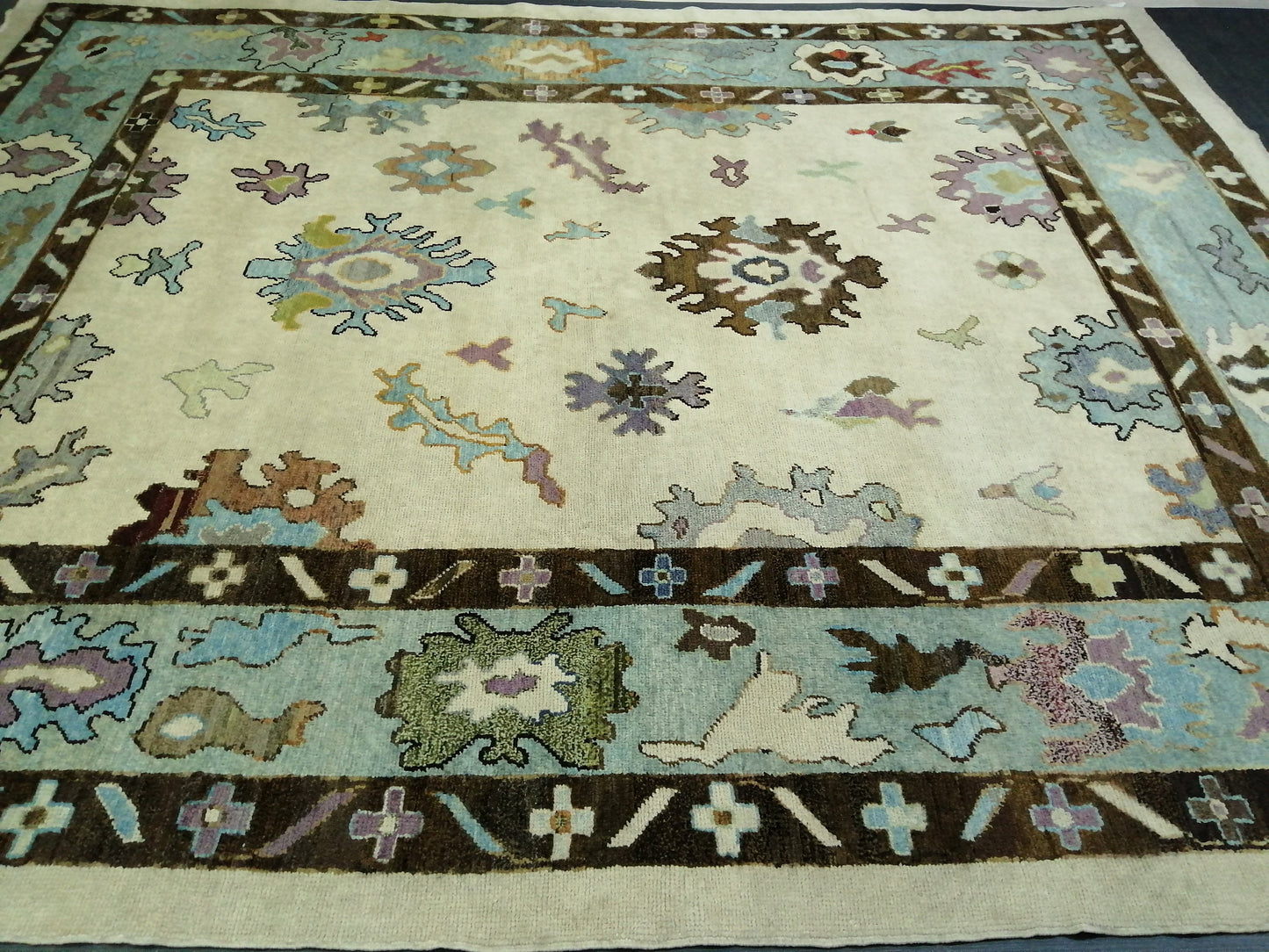 11.8 x 9.5 Large OUSHAK RUG, Wool TURKISH Oushak Rug, Vintage Oushak  Rug, Rug, Wool Oushak Rug Hand Made Rugs, Made In Turkey 9x12
