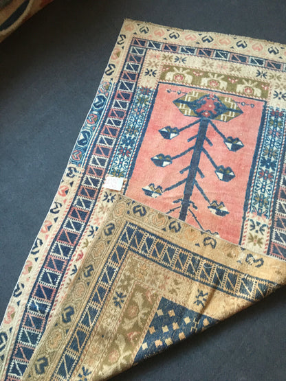 3.5x6 feet handmade turkish rug, vintage oushak bedroom rug, anatolian kitchen muted rug, etnique large laundry rug,large wool entryway rug