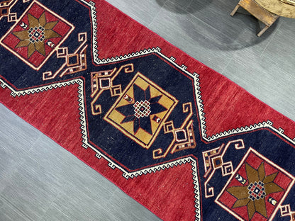 Wool Vintage Runner Rug, Turkish Runner 2.6 x 12.2 Rug, Orienta Runner Rug, Vintage Runner Rug, Hallway Runner Rug Kitchen Runner.