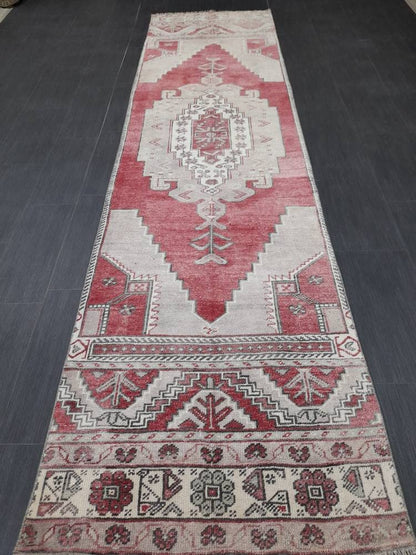 Vintage Oushak Runner Rug Turkish Runner Rug 2.8 x 11 Vintage Runner Rug Hallway Runner Rug Kitchen Runner Wool Runner Rug Wool Oriental Rug