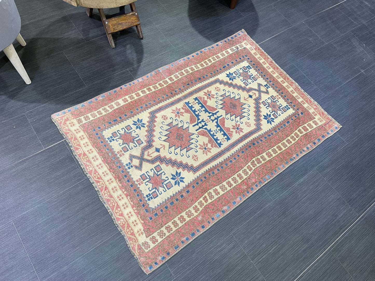 Handmade Rug, Oushak 2.6 x 3.8 Rug, Rustic Rug, Bohemian Rug, Rug Runner, Turkish Rug, Farmhouse Rug, Vintage Rug, Wool rug