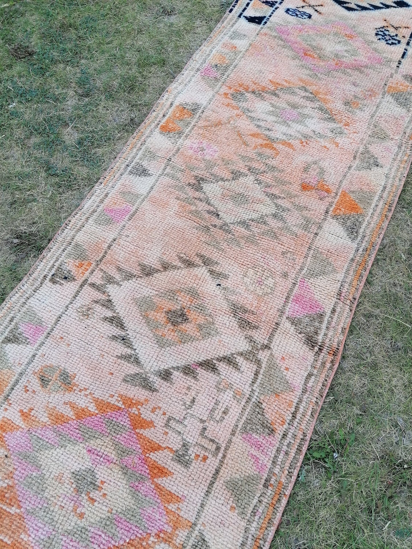 Vintage turkish runner rug, vintage runner rug, 2'9x11'9 hand made wool rug, kitchen rug, hallway runner rug,