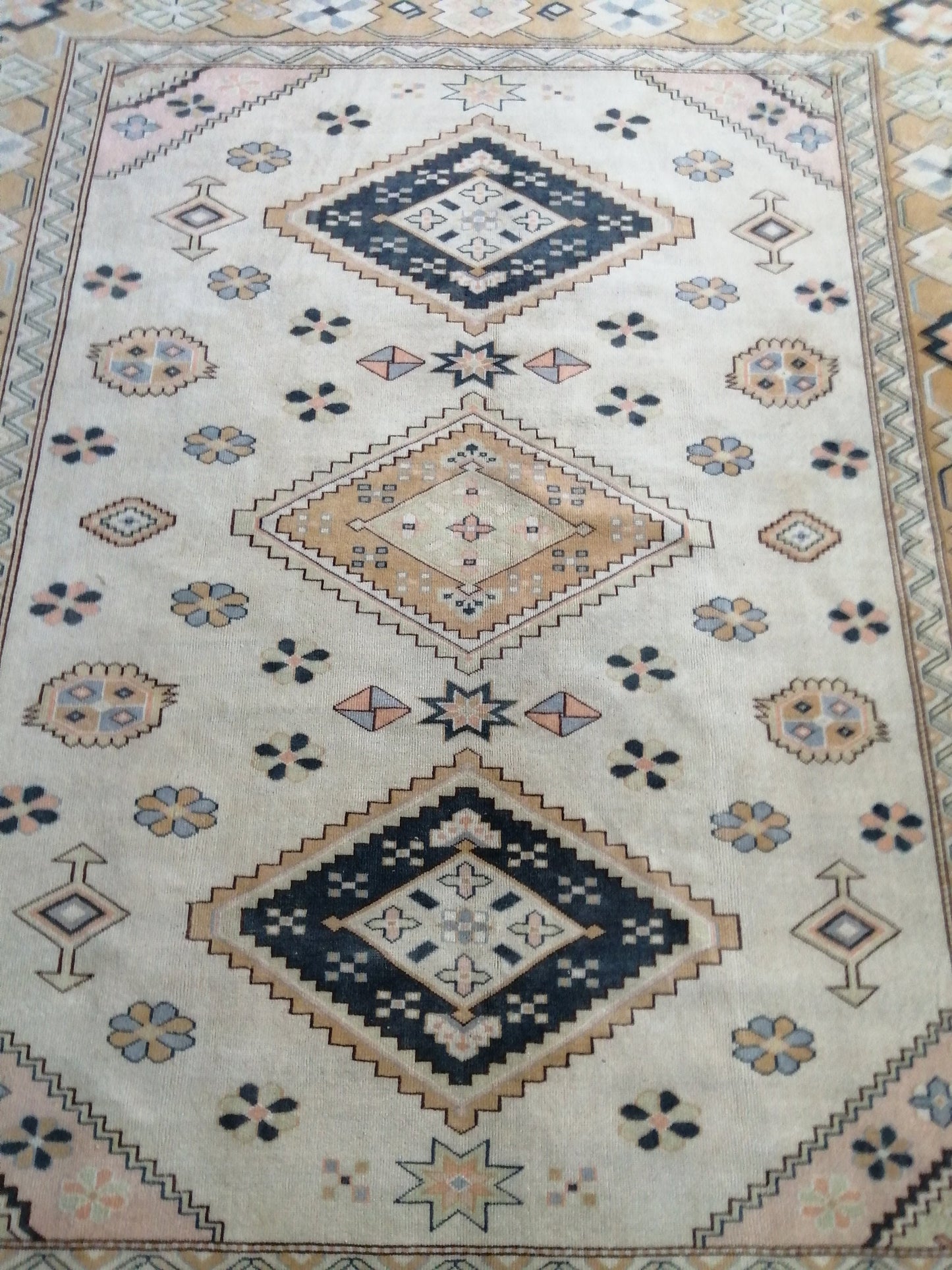 Oriental RUG 7.7 x 9 Oushak Rug Turkish Vintage Persian Rug Navy Vintage Rug Fine Wool Oushak Rugs 8x9 Turkish Rug Muted Living room Rug