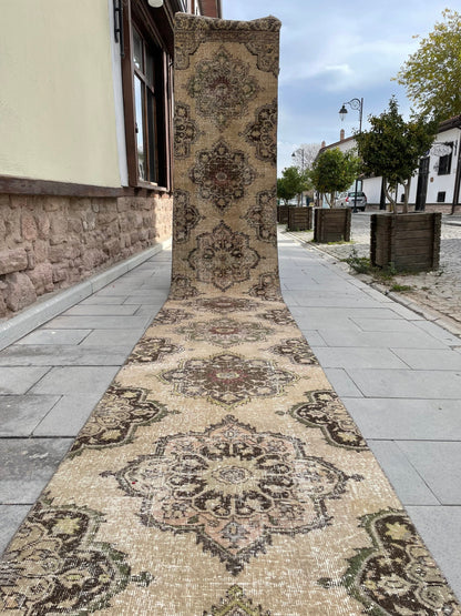 Wool Extra Long Turkish Runner Rug Very Long Oushak Runner 2.7 x 21.7 Rug Vintage Runner Rug XL Hand Knotted Runner Rug Staircase Runner rug