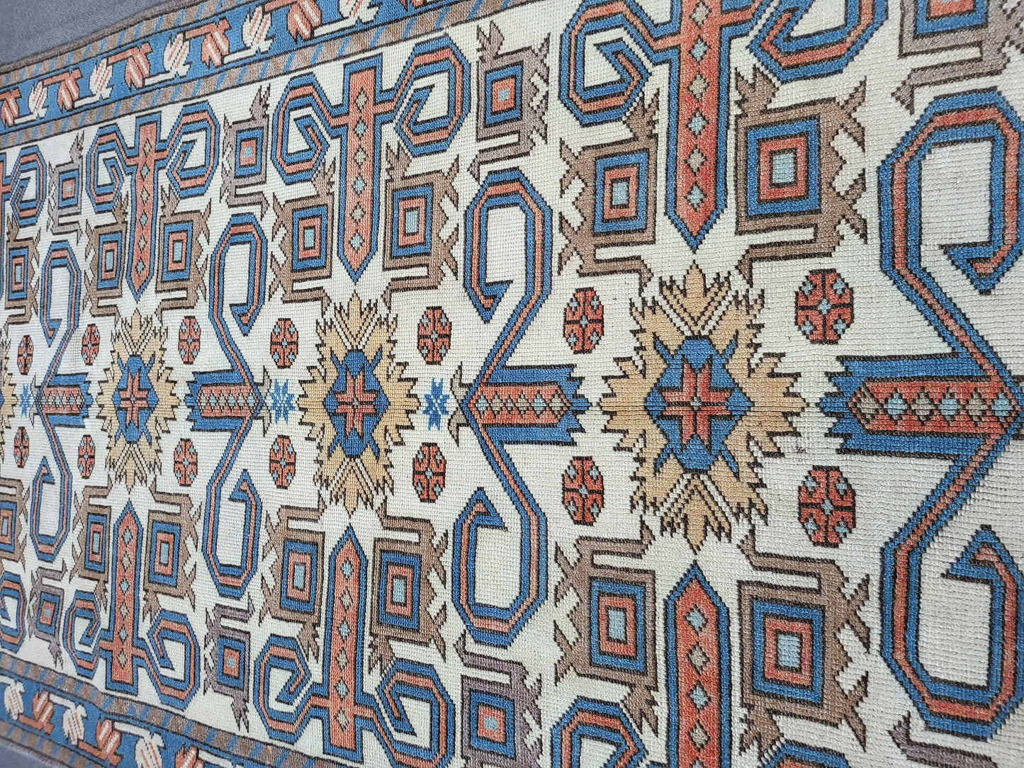 TURKISH Oushak Rug 3.5 x 6.5 Vintage Blue Oriental Rug Vintage Runner Rug Wool Kazak Rug Handmade Rug Hand Knotted Rug