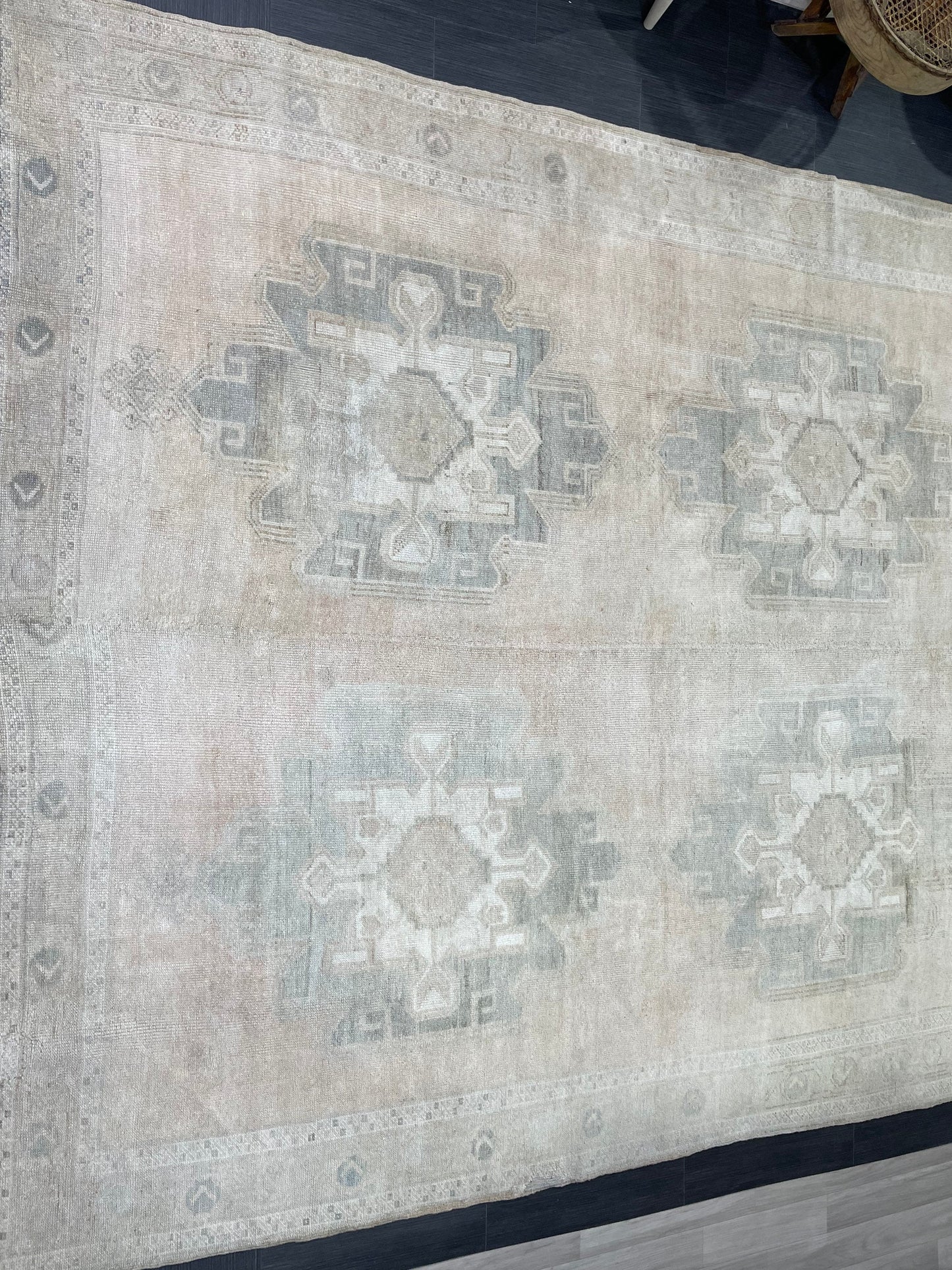 Vintage Rug, Wool TURKISH Rug, Muted Handmade 7.8 x 12.7 Rug, Hand Knotted Rug, Oushak Rug, Vintage Oriental Rug, Muted Persian Rug