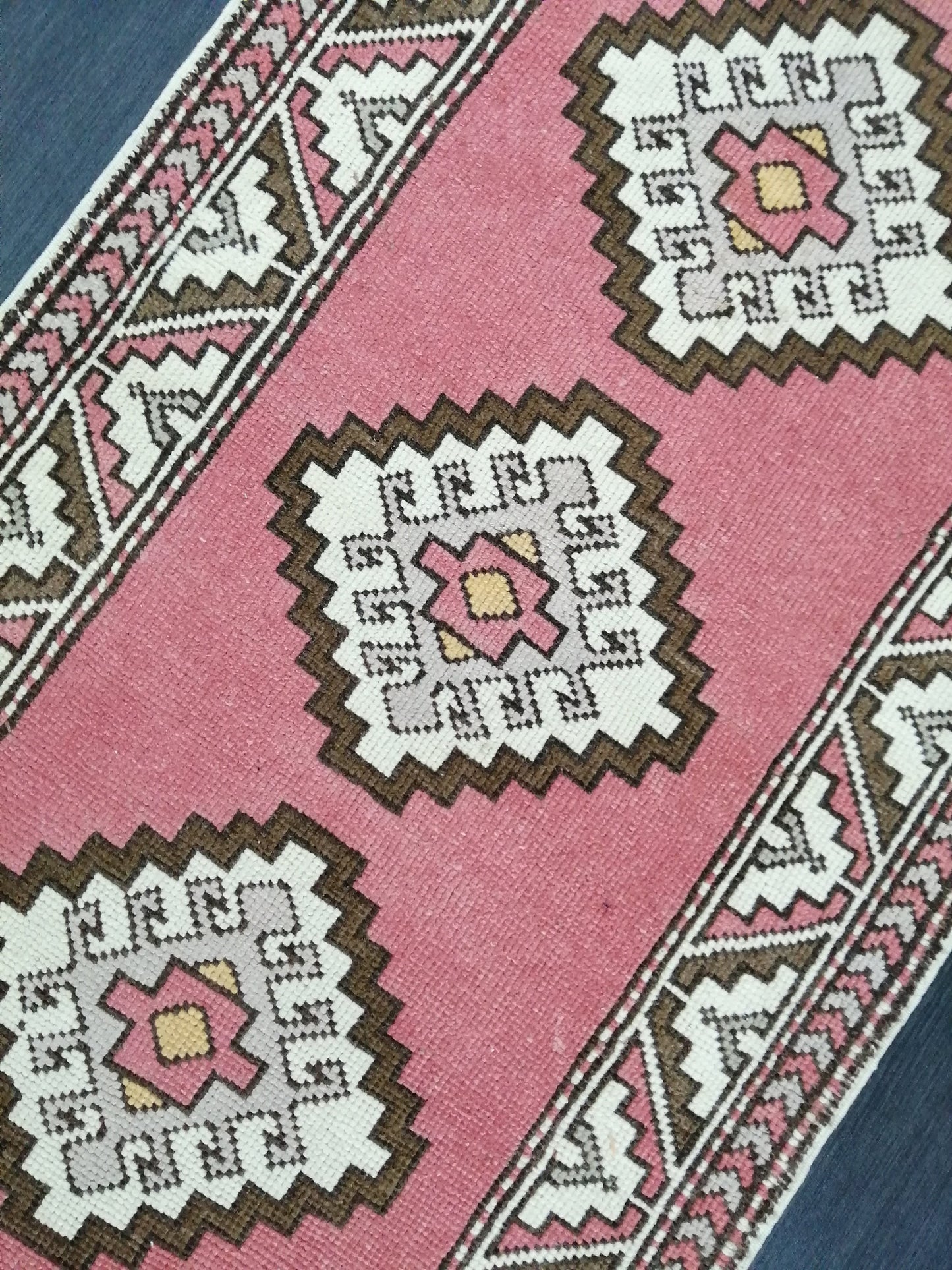 Pink Oushak Runner Rug 12.6 x 2.7 Vintage Runner Rug Wool Vintage Runner Hallway Runner Rug Kitchen Runner Rug New Hand Knotted Rug