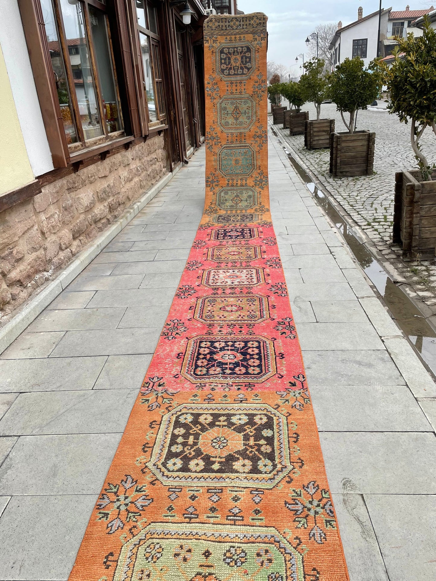 Handmade Staircase Runner Rug 2.6 x 30 ft Extra Long TURKISH Runner Rug Vintage Runner Rug Oushak Runner Rug  Runner Hand Knotted Runner