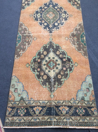 3 x 13.7 Turkish Runner Rug Oushak Runner Rug  Vintage Runner Rug Hallway Runner Rug Kitchen Runner Rug Wool Runner Rug Wool Oushak Runner