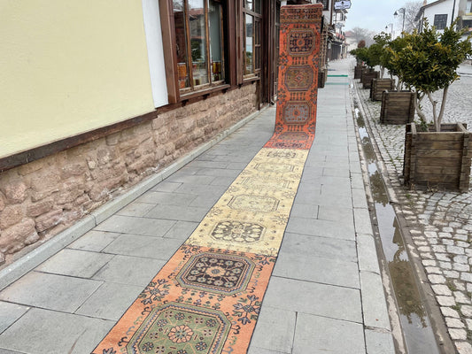 Vintage Staircase Runner Rug 2.3 x 31 ft Extra Long TURKISH Runner Rug Vintage Runner Rug Distressed Runner Rug  Runner Hand Knotted Runner