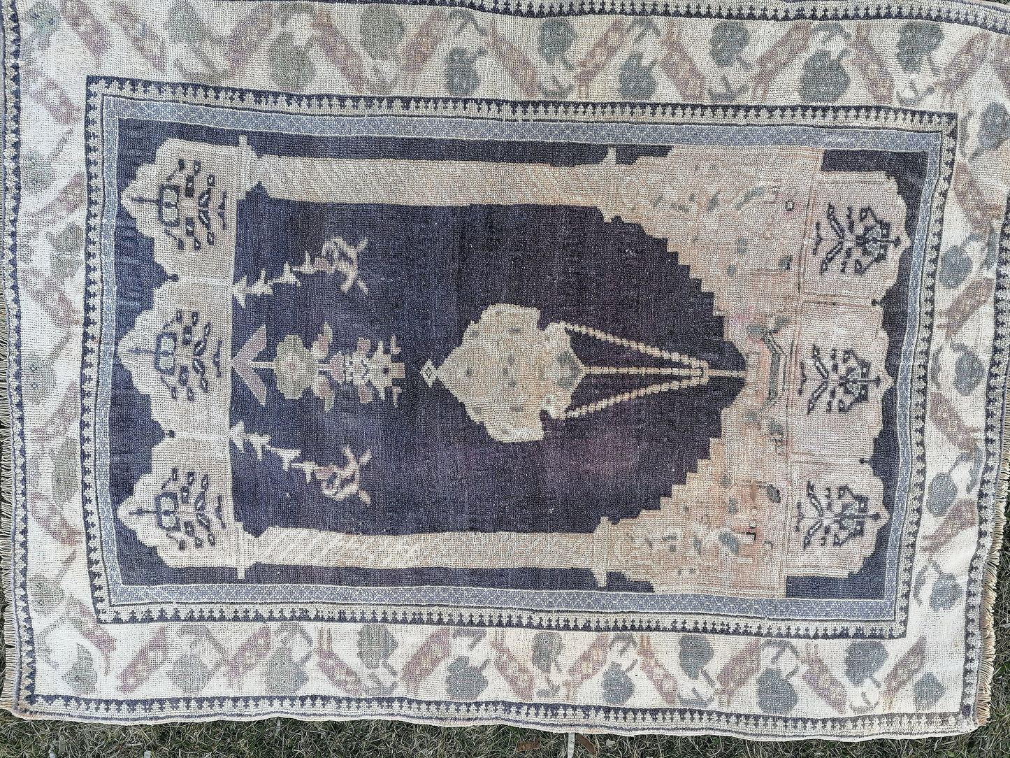 Turkish rug, vintage rug,hand made wool rug 4x5'5 oushak vintage rug, kitchen rug bohemian rug