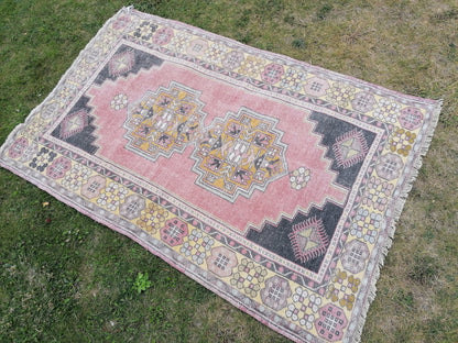 Turkish rug,vintage rug, oushak wool rug 3'10x6