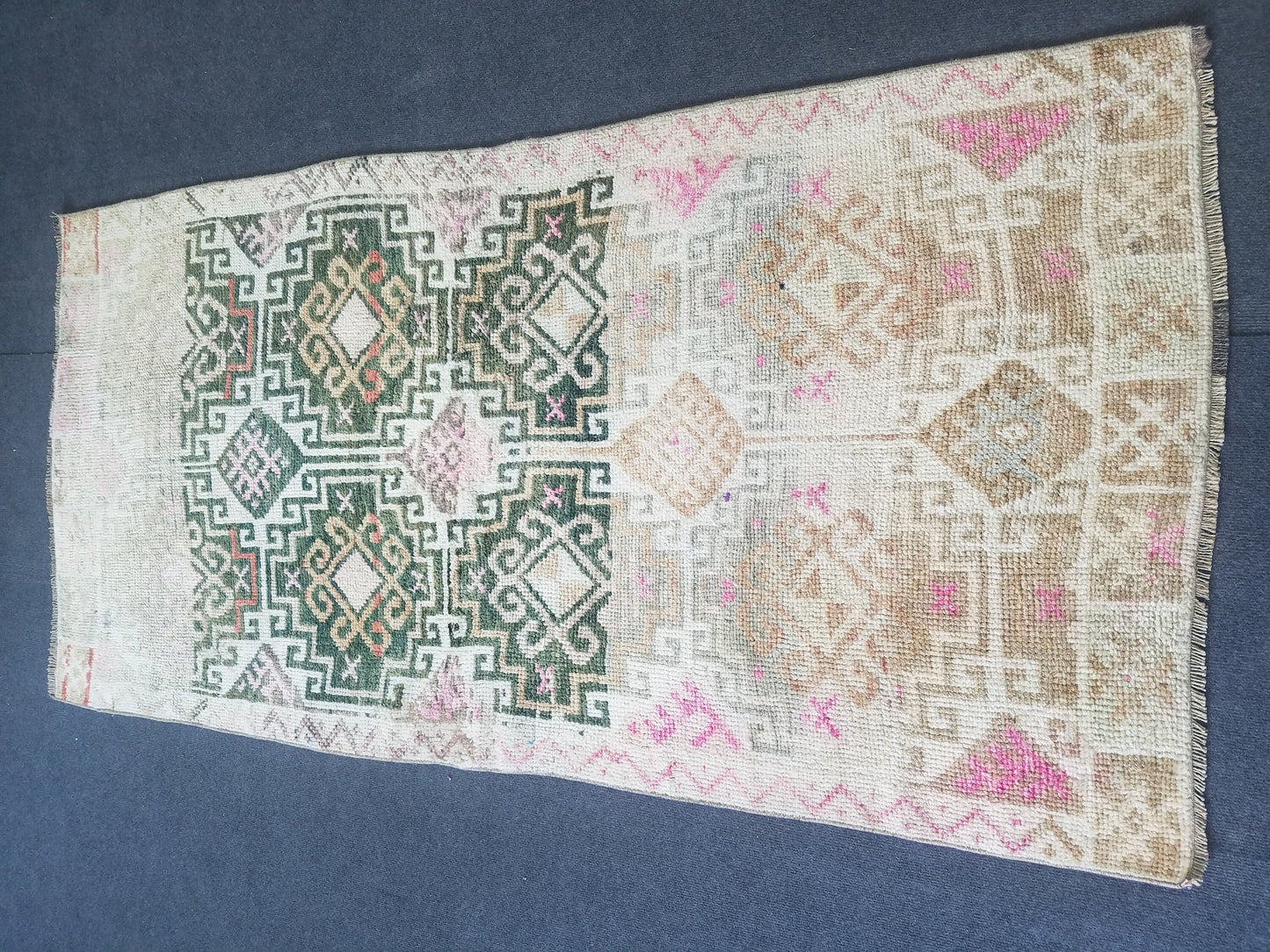 3.4 x 6.8 Vintage wool rug, oushak rug, unique handmade rug kitchen rug bohemian rug traditional rug