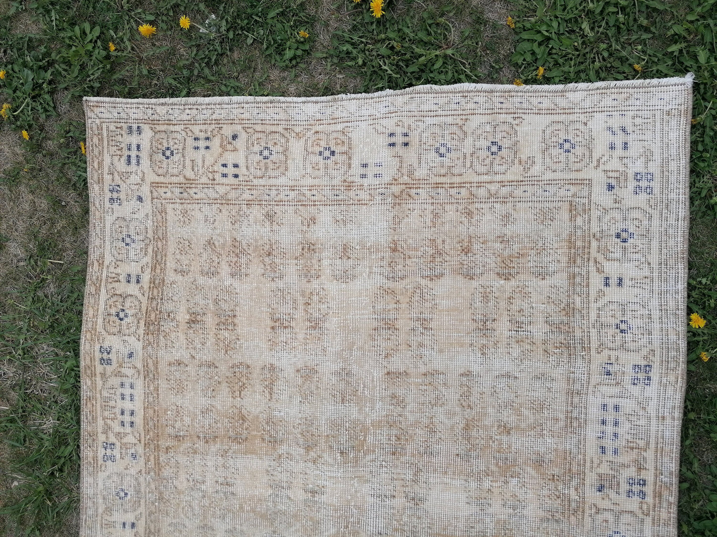 Dissret vintage rug, earth tone oushak rug 3'8x7 living room rug