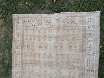 Dissret vintage rug, earth tone oushak rug 3'8x7 living room rug