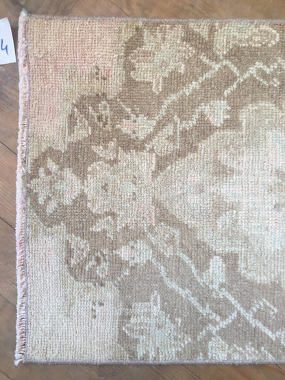 1.6x2.8 feet oushak turkish bedroom small rug, vintage kitchen rug, bohemian anatolian rug, handmade brown natural mini rug, living room rug