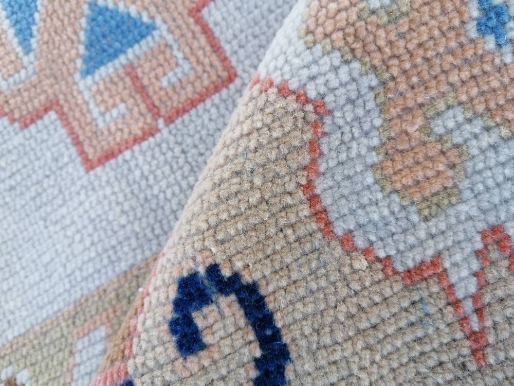 Oushak wool rug, vintage blue hand made rug 5'8x7'8 kitchen rug, living room rug, vintage anatolian rug,unique hand made rug