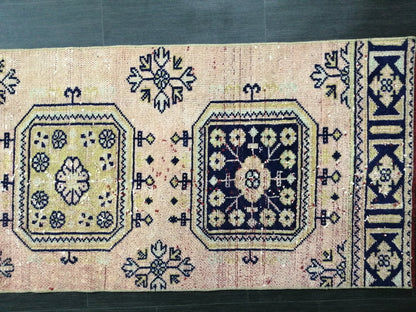 Distressed Turkish Runner Rug 10.3 X 2.4 Vintage Runner Rug Hallway Runner Rug Kitchen Runner Rug Wool Runner Rug Wool Oushak Rug