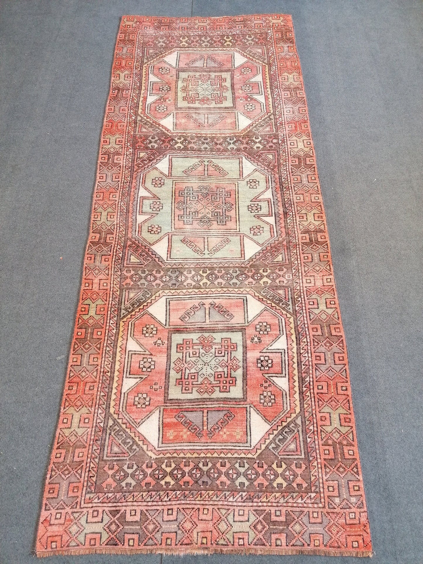 9x3'3 old vintage runner rug, anatolian runner rug, turkish vintage runner rug,hallway runner rug,kitchen runner rug